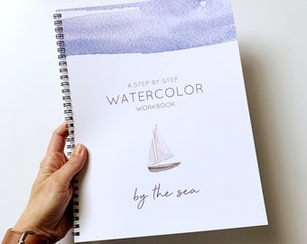 Watercolor Workbook - By the Sea - Coastal Seaside DIY Watercolor Instruction Book