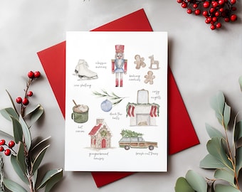 Christmas Holiday Card - Holiday Favorites - Gingerbread, Nutcracker, Hot Cocoa, Cookies