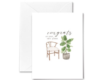 New House Card - Congratulations Housewarming Boho Chair Plant