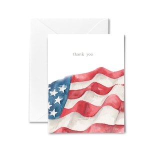 American Flag Thank You Card: Watercolor Military Retirement