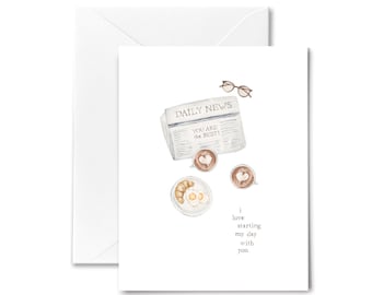 Love Anniversary Card - Start the Day With You - Coffee Breakfast