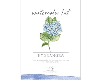 Watercolor DIY Kit - Blue Hydrangea Flower