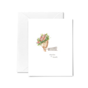 Thank You - Greeting Card - Thanks a bunch - Flowers Bouquet Notecard
