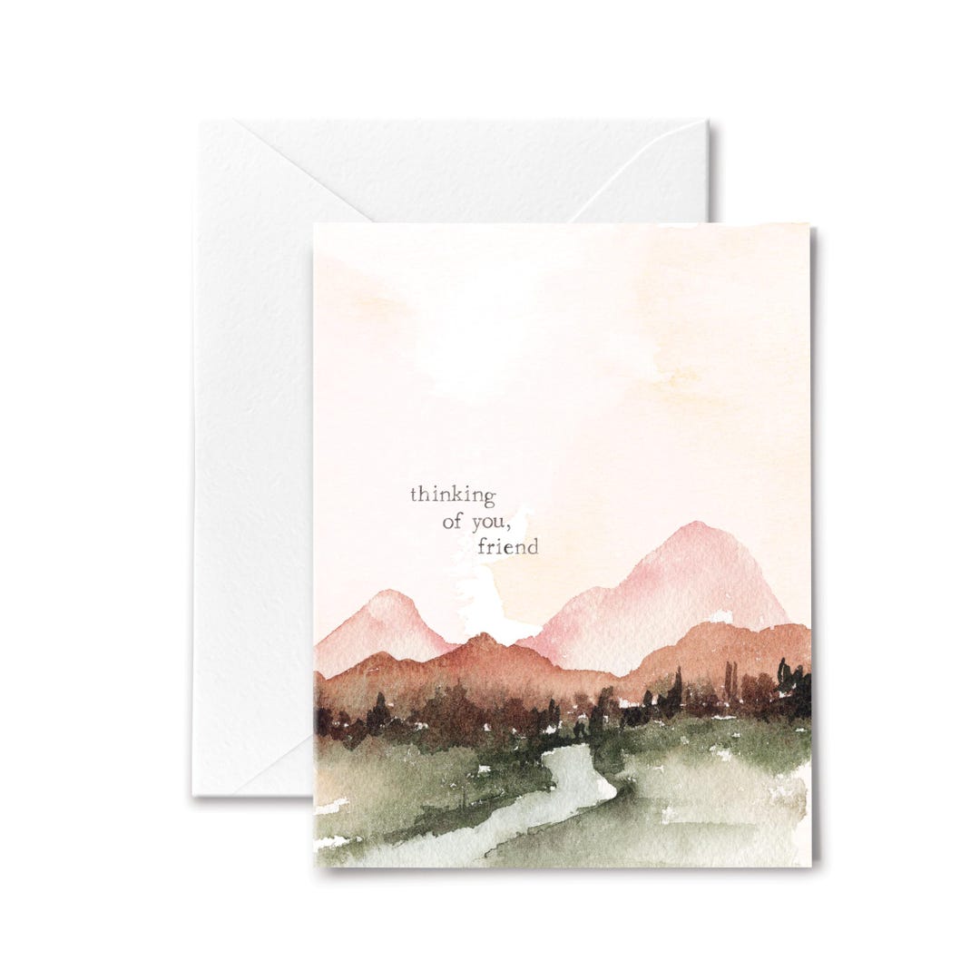 Thinking of You Card: Mountain Watercolor Greeting Card for Friend - Etsy