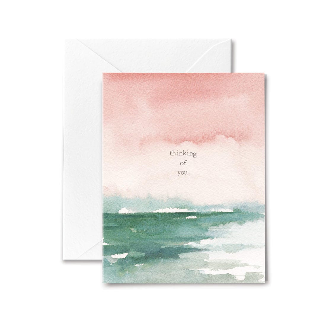 Watercolor Thinking of You Card: Abstract Beach Handmade Greeting - Etsy