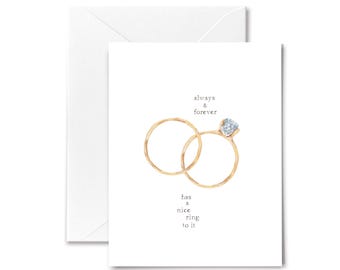 Wedding Card – Watercolor Wedding Rings Card – Elegant Congratulations I Bridal Shower or Newlywed