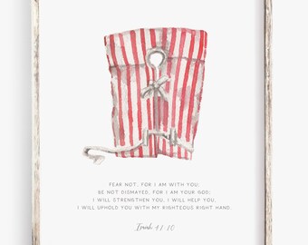 Isaiah 41:10  Watercolor Art Print | Christian Scripture | Vintage Vest 8x10