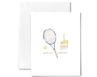 Tennis Birthday Card – Watercolor Tennis Racket