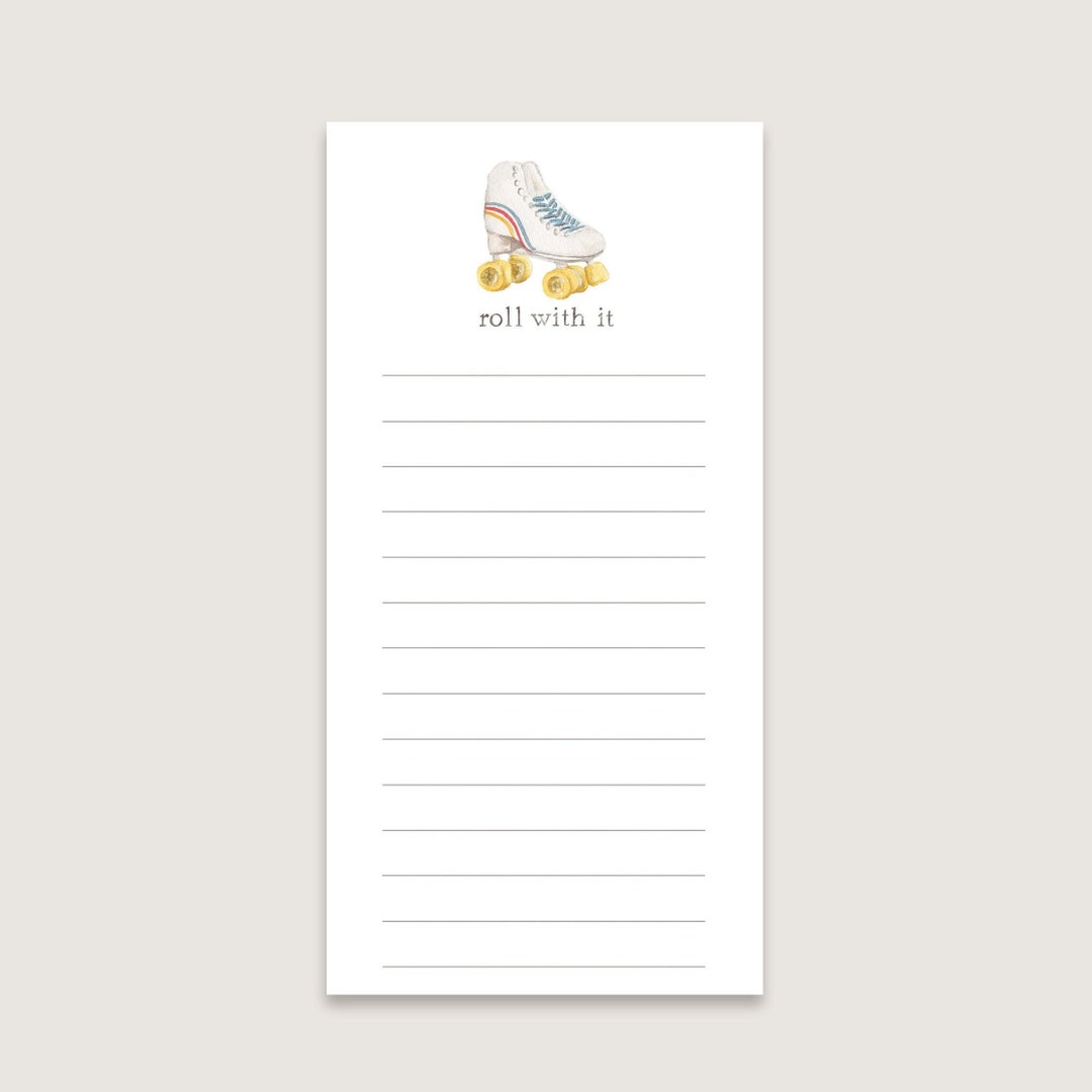 Roll With It Notepad to Do List Retro Roller Skates Etsy