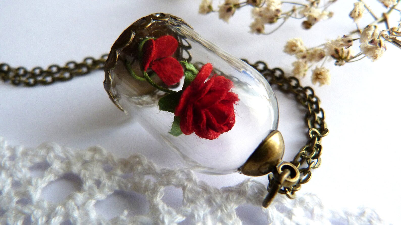 Forever Rose Necklace,enchanted Rose Necklace,nickel & Lead Free,red