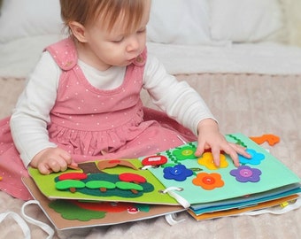 Libro silencioso personalizado para niños pequeños: aprendizaje sensorial interactivo y divertido con páginas de fieltro suave - MiniMoms