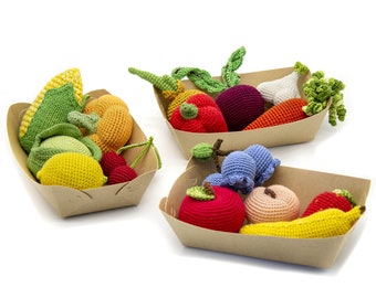 Crochet baby toy gift set of fruit and veggy any 5 pcs