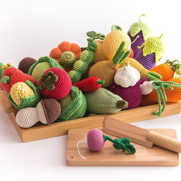 Crocheted Fruit and Vegetables | Montessori Toys | Pretend Play Food - Minimoms