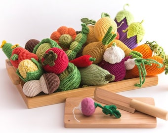 Crocheted Fruit and Vegetables | Montessori Toys | Pretend Play Food - Minimoms