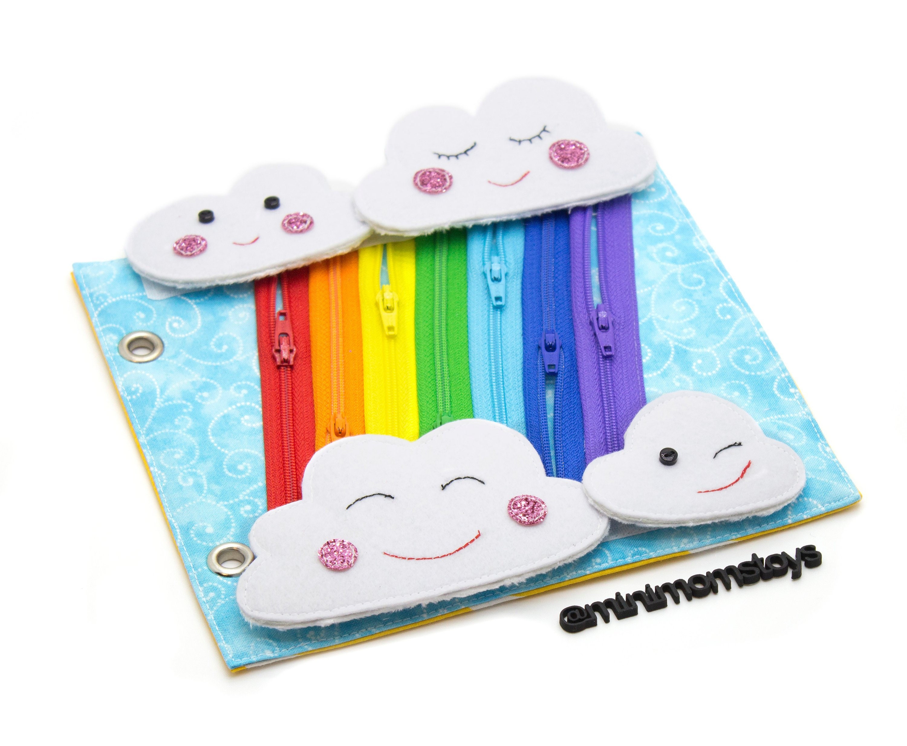 Toddler quiet book page Rainbow of zippers ONE PAGE Activity Etsy