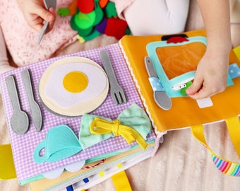 Quiet Book Kleinkind, Montessori Buch, Waldorf Spielzeug, personalisiertes Geschenk für Kinder - MiniMoms