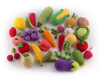 Amigurumi Food, Crochet Christmas ornament, Crochet Fruit and Veges, Pretend Play Food Toys (1-60 pcs)  - MiniMoms
