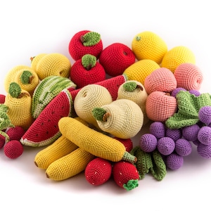 Gehäkelte Obst und Gemüse | Waldorf Spielzeug | Montessori Spielzeug für 1-jährige - MiniMoms