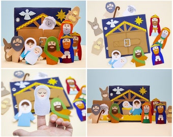 Religious Quiet Book Set, Felt Finger Puppets, 8 Pages, Teachings of Jesus, Christmas Bible Stories - MiniMoms