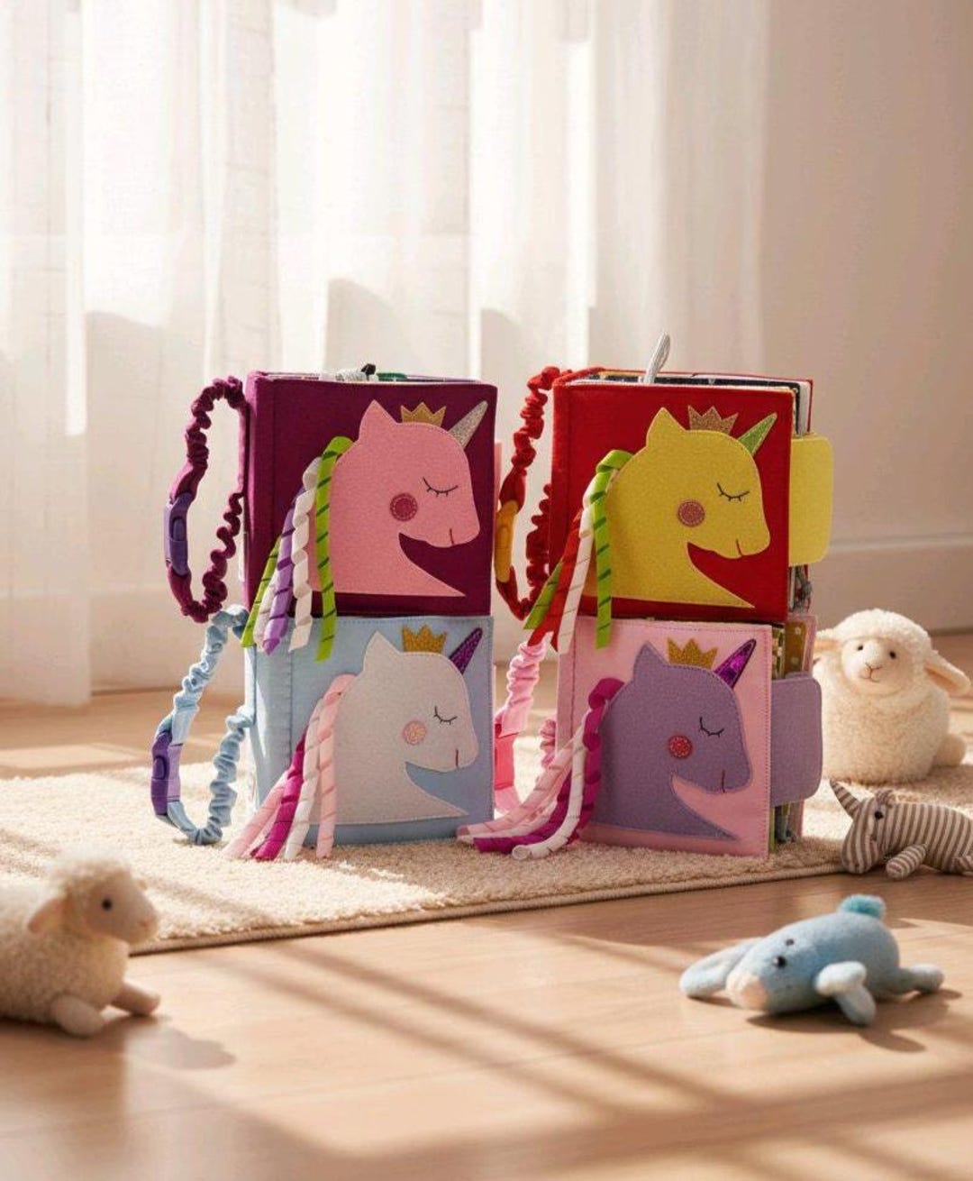 Demdaco Buckle and Snap Busy Book - Unicorn main image 0