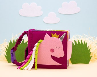 Unicorn Felt Quiet Book: Montessori Baby Sensory Toy