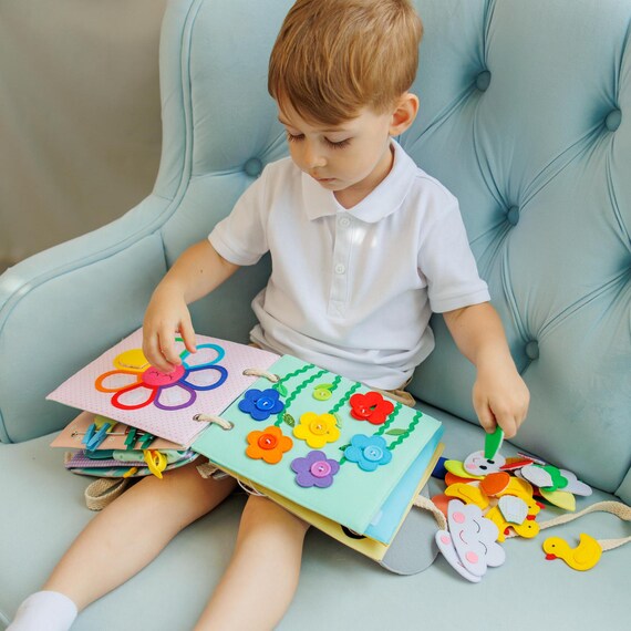 Tangdudu Montessori Busy Book à partir de 1, 2, 3, 4, 5 ans, Busy Board Quiet Book Sensory Toys pour bébé, planche d'activité, cadeau d'anniversaire pour garçons et filles