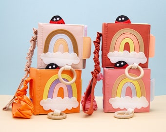 Montessori Baby Quiet Book: Sensory Busy Book with Rattle & Mirror
