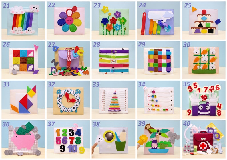 Libro occupato per bambini, Libro tranquillo, Libro Montessori, Giocattoli Waldorf, Giocattoli sensoriali, Regalo per bambina di 1 anno, Libro di attività, Giocattoli per autismo MiniMoms immagine 7