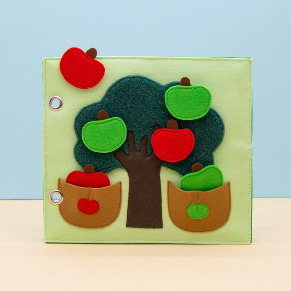 Toddler Learning Toy - Felt Apple Tree Quiet Book, Montessori Activity Book for 1 Year Olds - MiniMoms