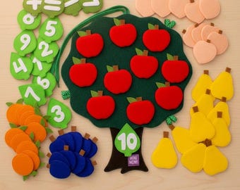 Montessori Filz Apfelbaum: Memory, Lernspielzeug