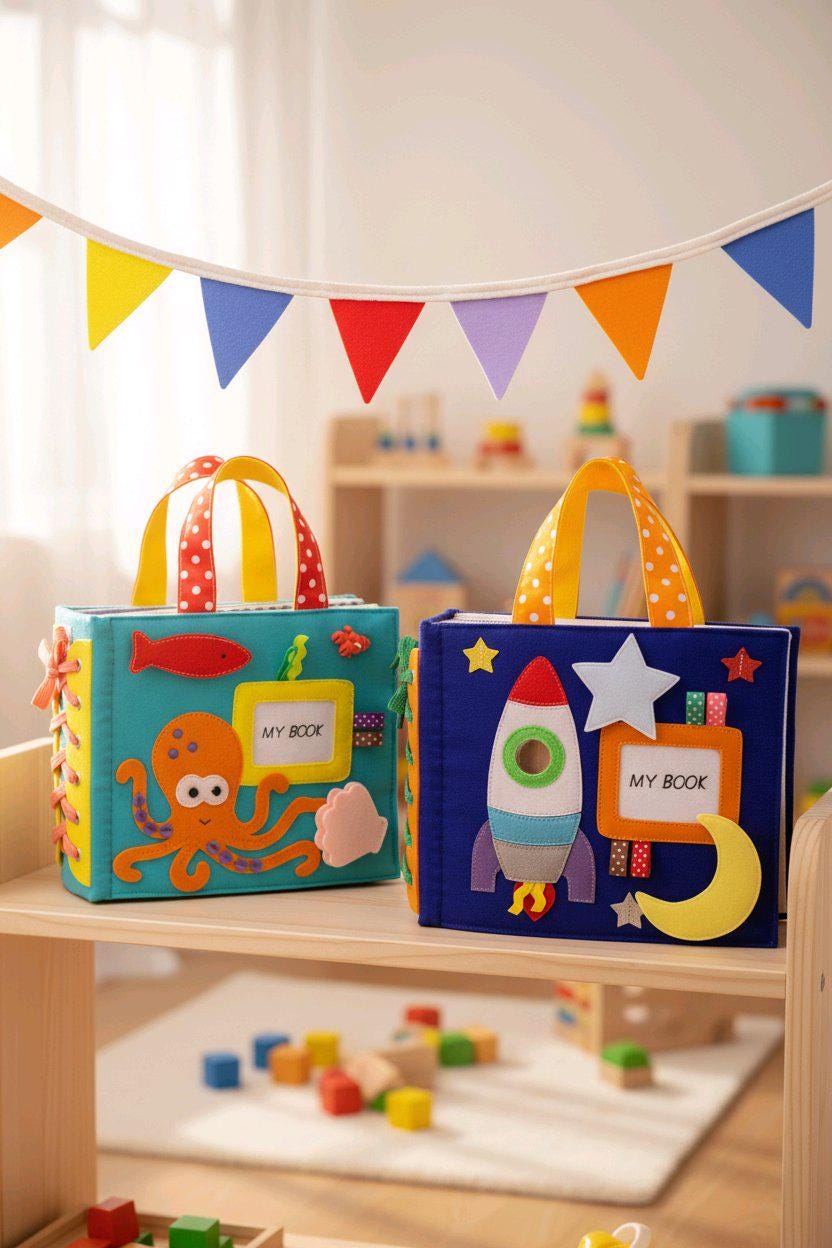 カスタムフェルトビジーブック：幼児向けモンテッソーリ感覚玩具