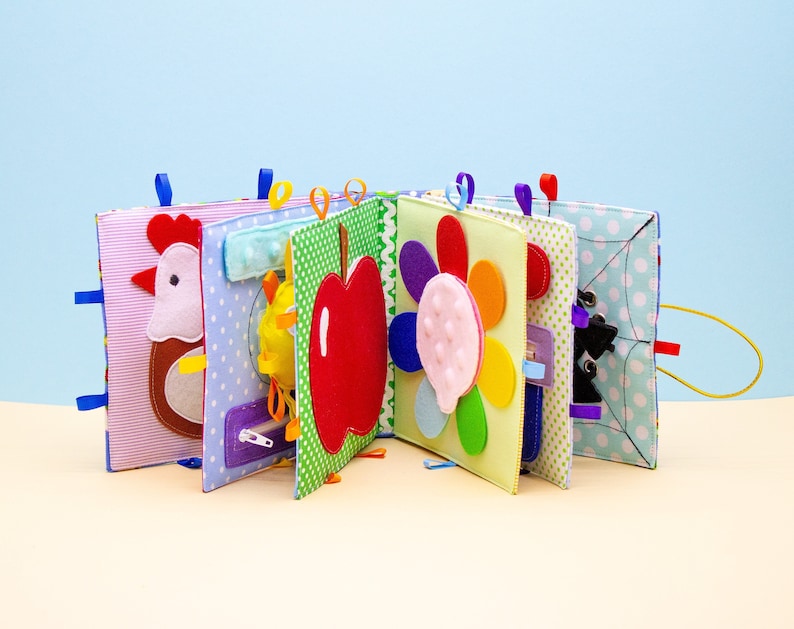 Sensory Fidget Toy, Montessori Book, Quiet Book, Waldorf Toys, Toddler Busy Book, Felt Book Baby MiniMoms image 2
