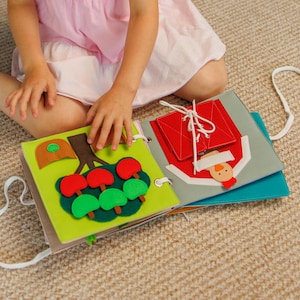 Toddler Learning Toy - Felt Apple Tree Quiet Book, Montessori Activity Book for 1 Year Olds - MiniMoms