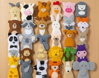 Set di burattini da dito in feltro a forma di animali: giocattoli Montessori per neonati, 30 pezzi