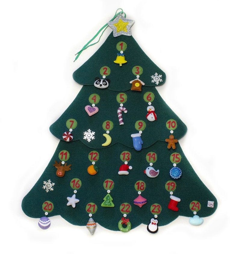 Christmas ornaments set of 24 felt decorations for Advent Calendar or Christmas tree hand made xmas eco toy Christmas in july by Minimom/'s