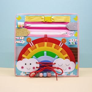 Montessori Busy Board: Rainbow Sensory Toy for Toddlersм