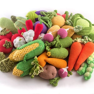 Montessori Activity Baby Soft Toys | Crochet Fruit and Vegetables | Play Food for Pretend Kitchen | Gardening Toy - Minimoms