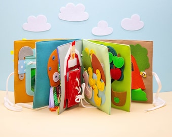 Custom Quiet Book for Toddlers, Interactive Sensory Felt Toy 1 to 5 years, First Birthday Gift - MiniMoms