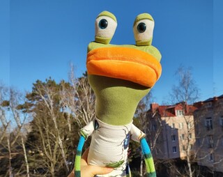 Peluche Rana In Piedi Super Morbido 25 Cm - Regalo Per Bambini E Decorazione