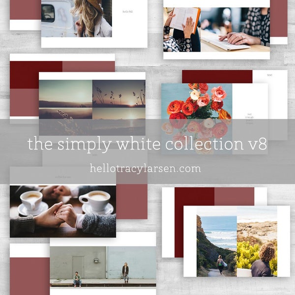 4x6 + 3x4 Photo Collage Templates Set of 15 (v8) Squared Edges - Simple, Easy, Modern, White, The Simply White Collection