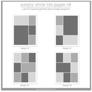 9x12 Digital Photo Collage Page Templates (v6) Simple, Easy, Modern & White