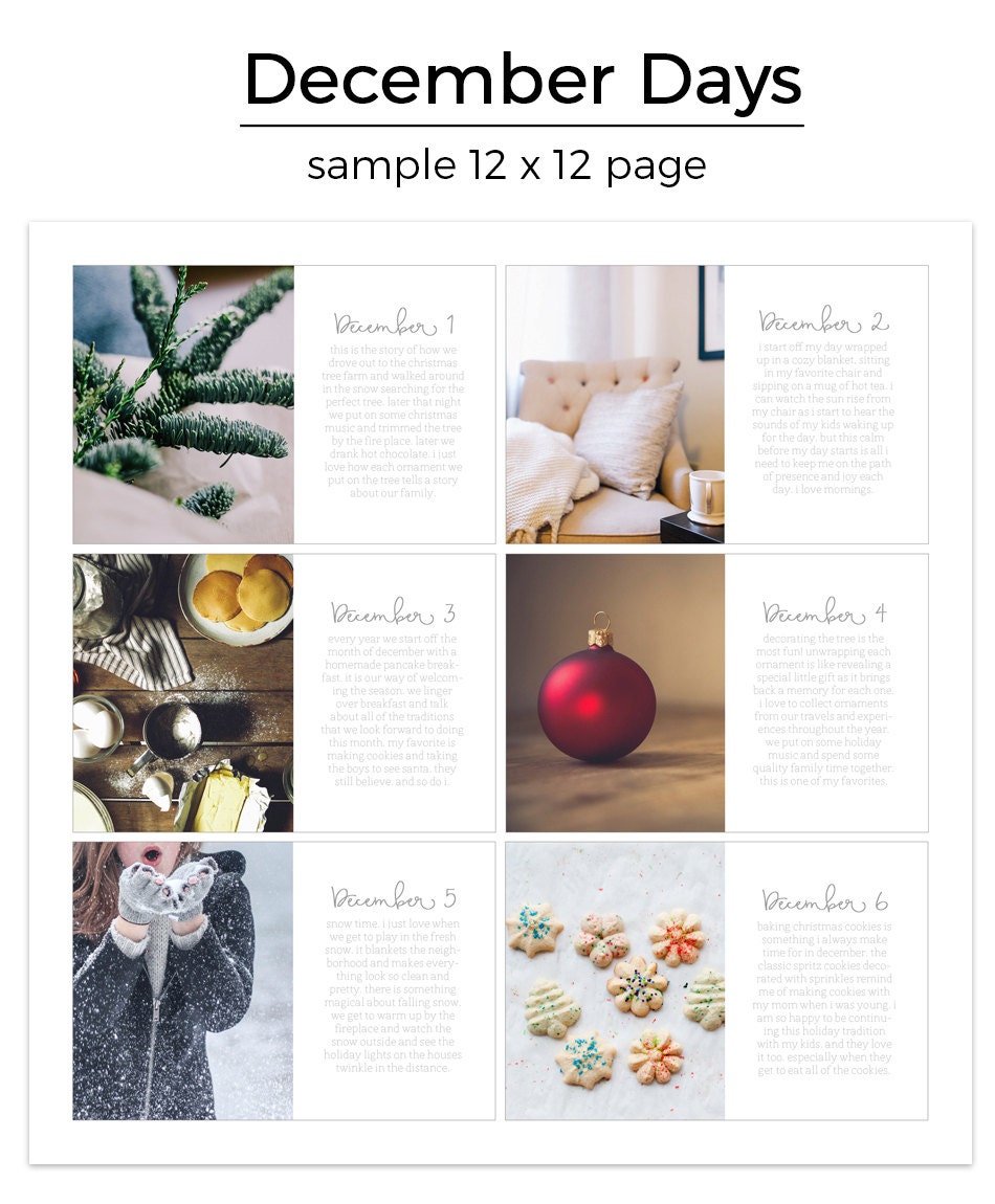 4x6 + 3x4 December Photo Collage Templates (v2) Set of 4 Designs for ...