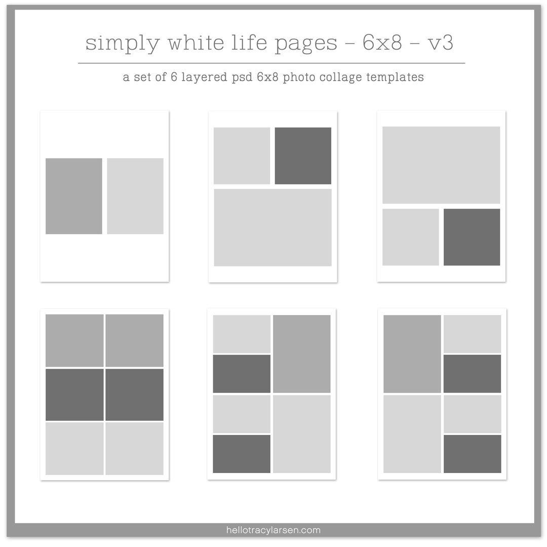 6x8 Digital Photo Collage Page Templates (v3) Simple, Easy, Modern ...
