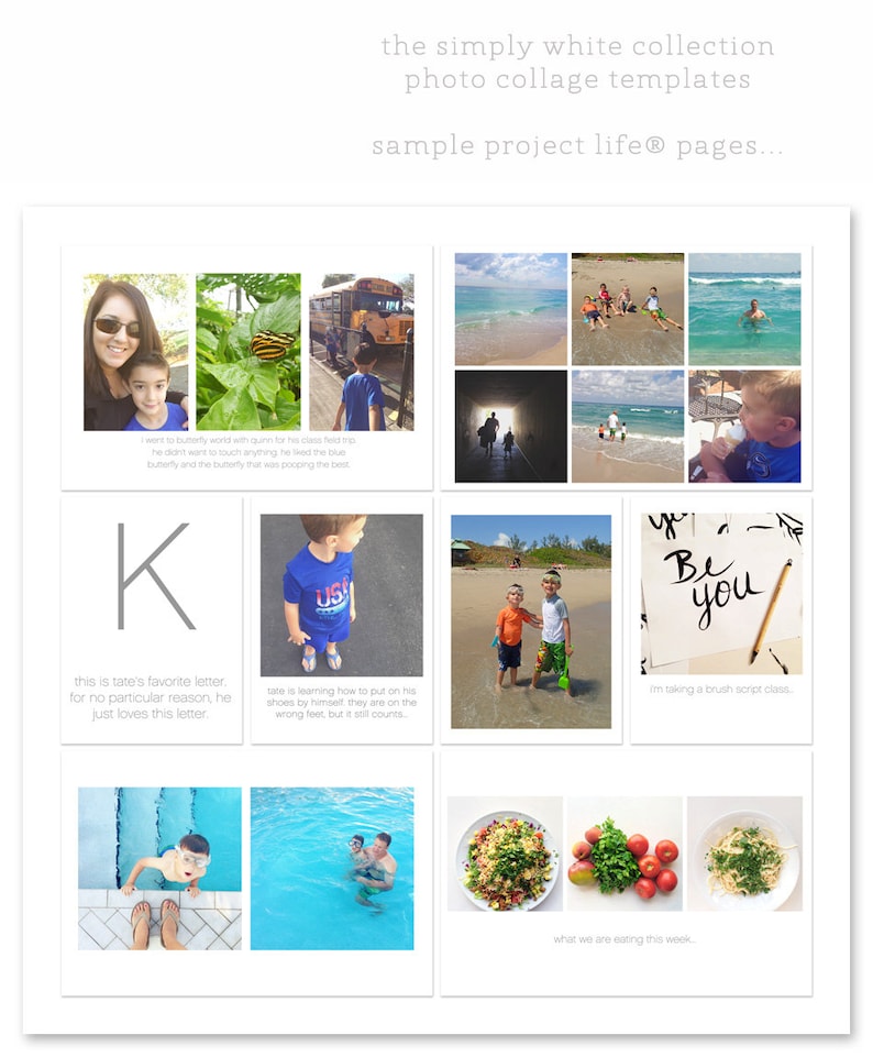 the simply white collection v2 digital photo collage template set squared