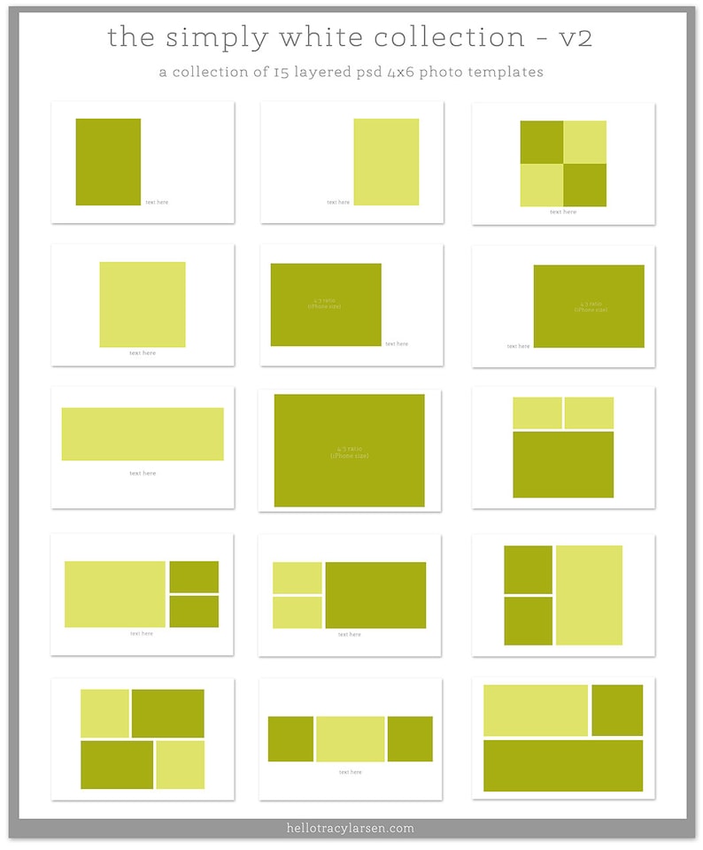 the simply white collection v2 digital photo collage template set squared