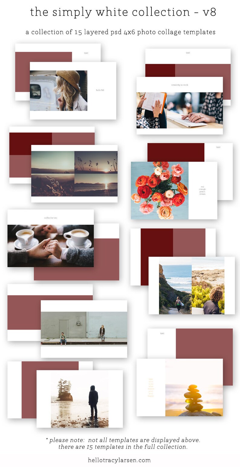 4x6 + 3x4 Photo Collage Templates Set of 15 (v8) Squared Edges - Simple ...