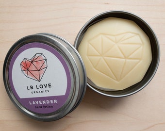 Hard Lotion - Lavender Organic lotion bar, sensitive skin balm, zero waste lotion, solid moisture bar, heals dry chapped skin