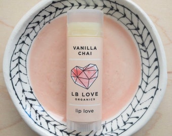 Lip Balm - Vanilla Chai Organic Lip Love, organic lip balm, sensitive skin lip balm, tea lovers