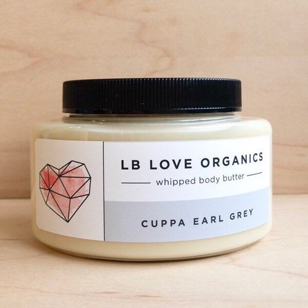 Body Butter - Cuppa Earl Grey shea butter whipped body cream, sensitive skin lotion, organic body mousse