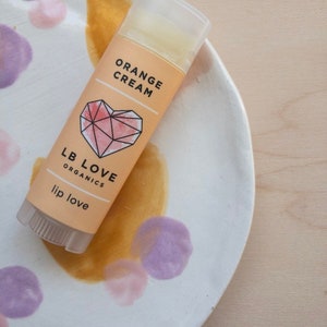 Lip Balm Orange Cream Organic Lip Love, sensitive skin lip balm, creamsicle scent image 3